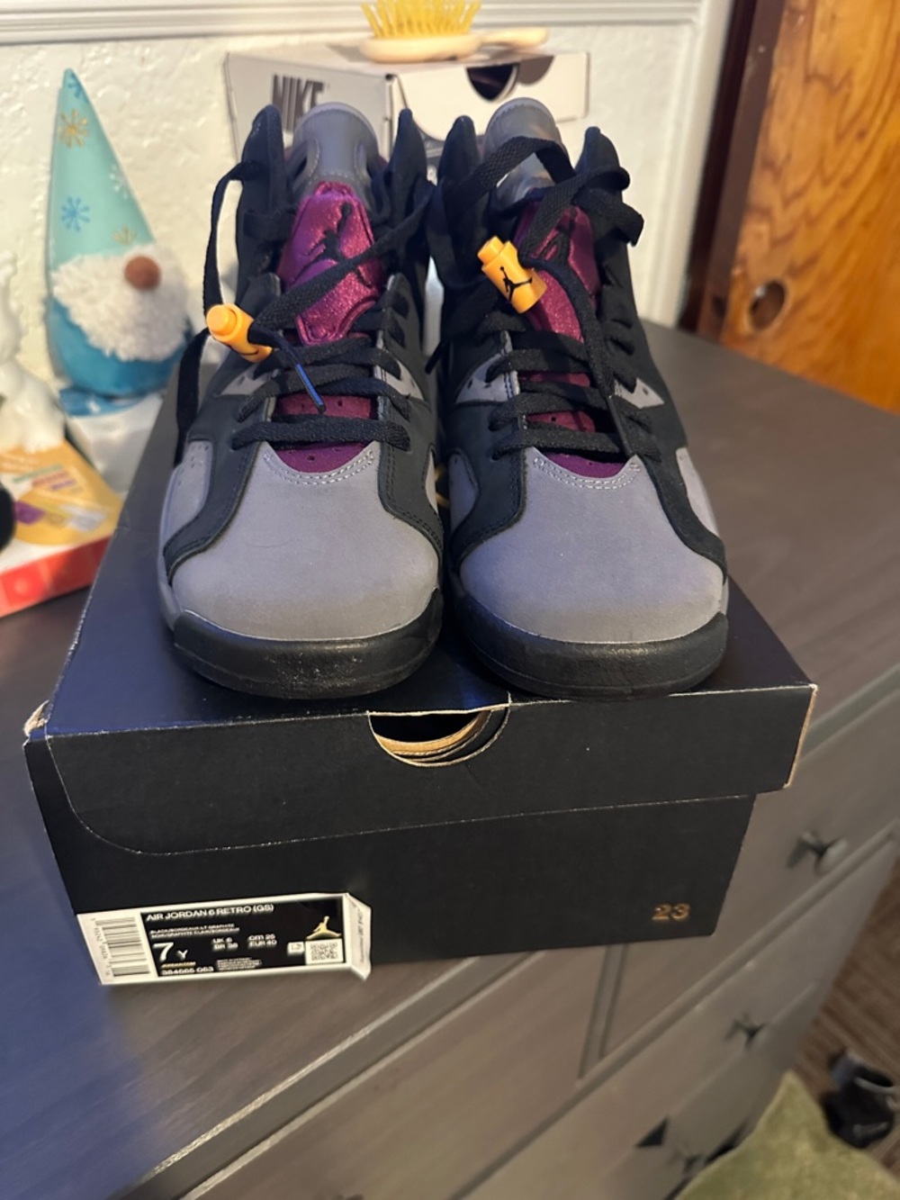Air Jordan Retro Sneakers in Gray and Purple